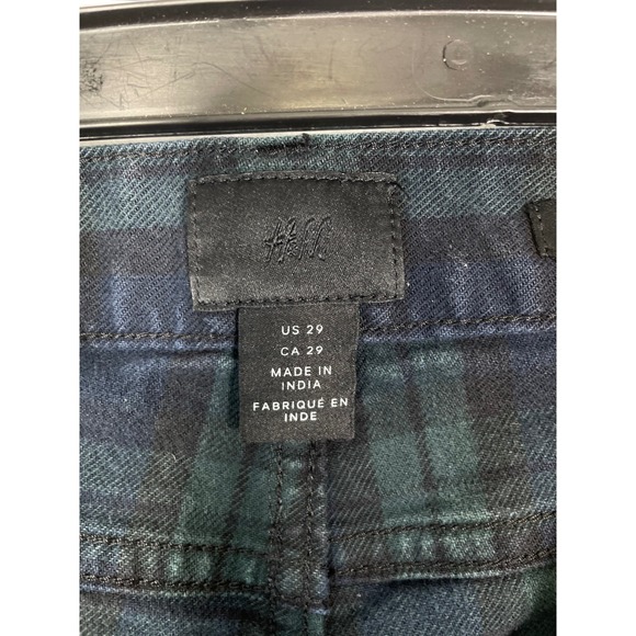 H&M Womens Jeans US 29 Skinny Fit Plaid Blue Green Casual Pants - Picture 12 of 13